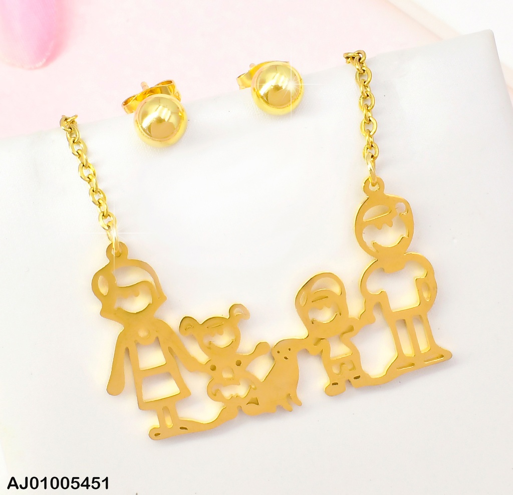 SET ARETES🟡 DIJE:CROQUI FAMILIA PERRO CENTRO PQ.T160