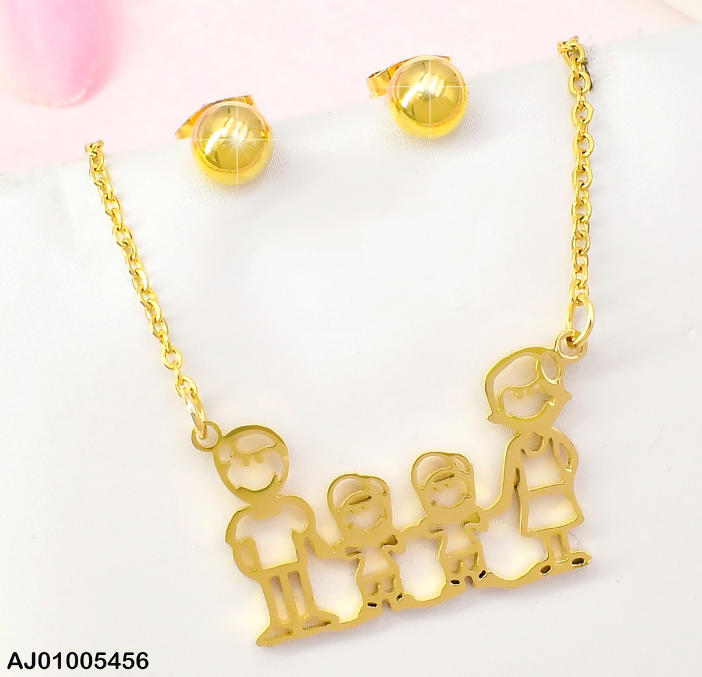 SET ARETES SURTIDOS DIJE:CROQUI FAMILIA C/2 HIJOS T395