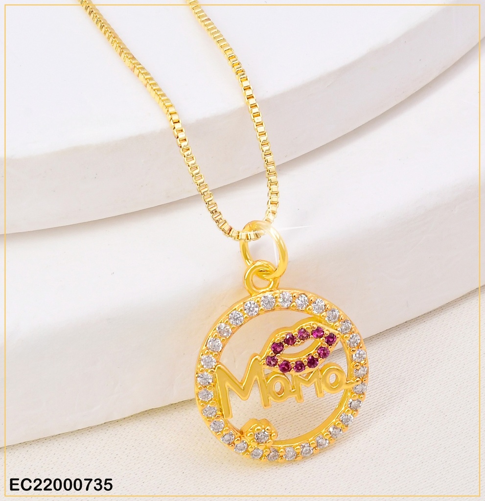 CADENA FINA CIRCULO ZIRC."MOM"👄 K9629