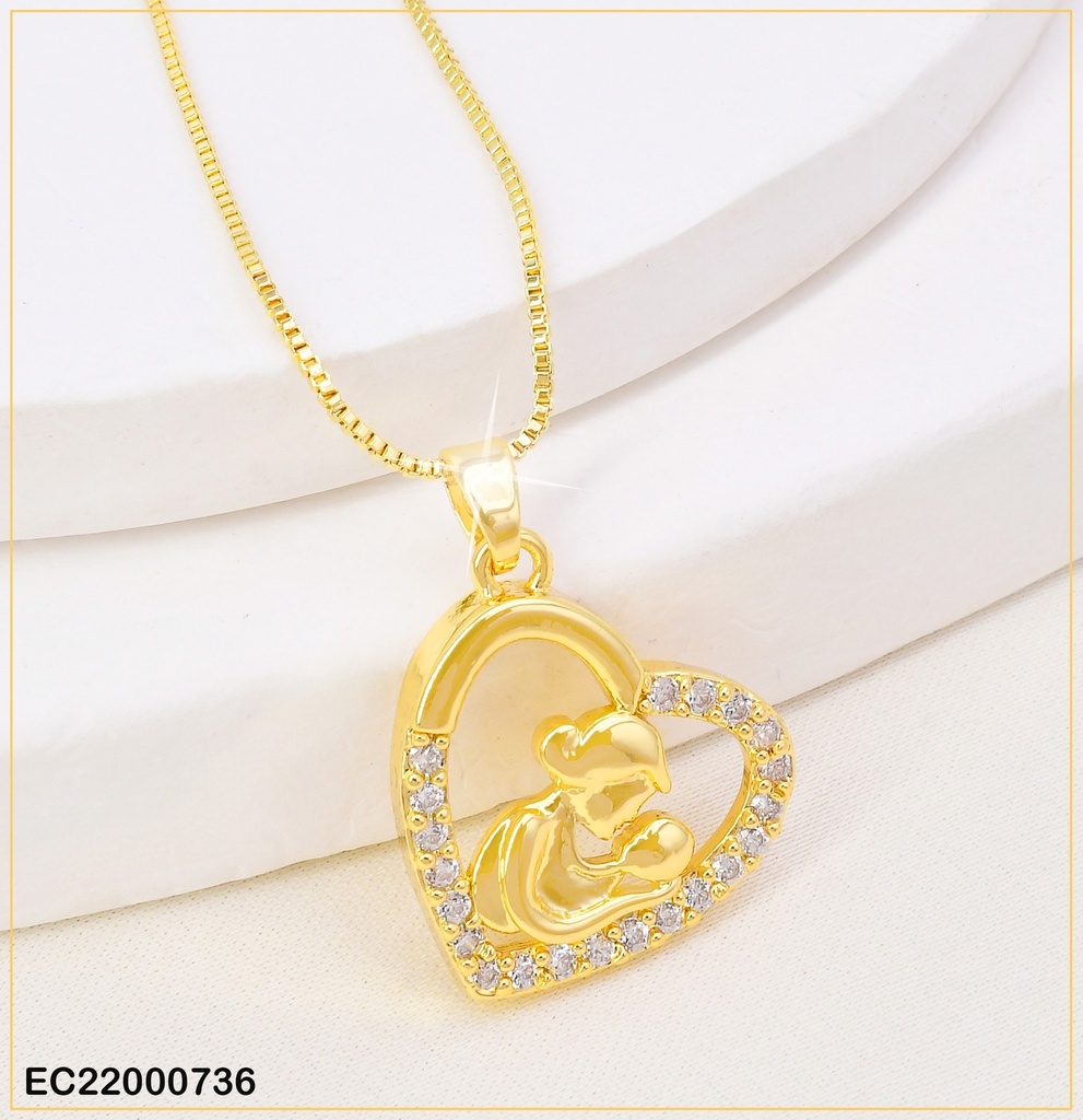 CADENA FINA CROQUI CORAZON CENTRO MADRE-BEBE N1563