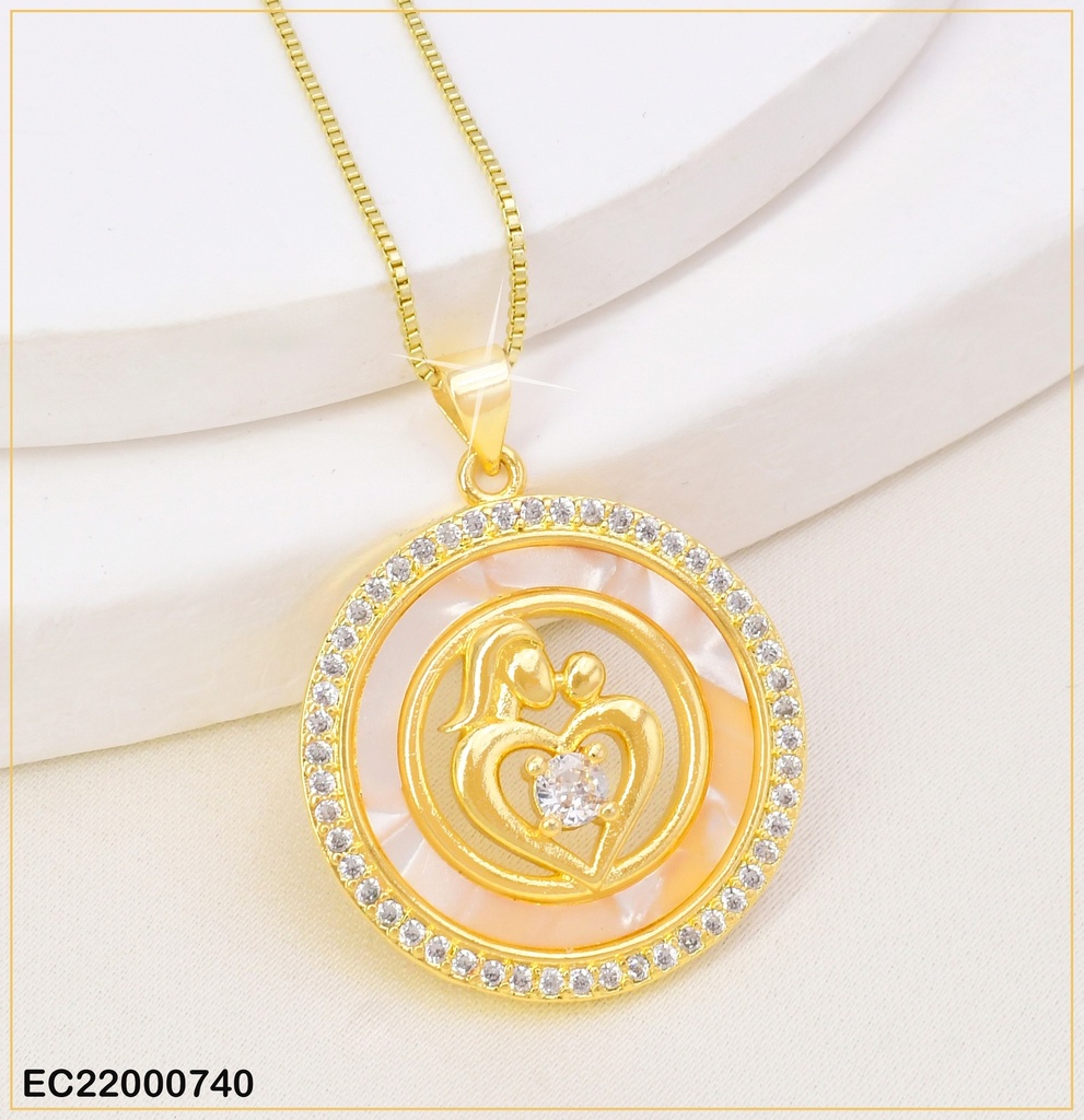 CADENA FINA DIJE:RD NACAR-ZIRCONIAS MADRE-HIJO K9608