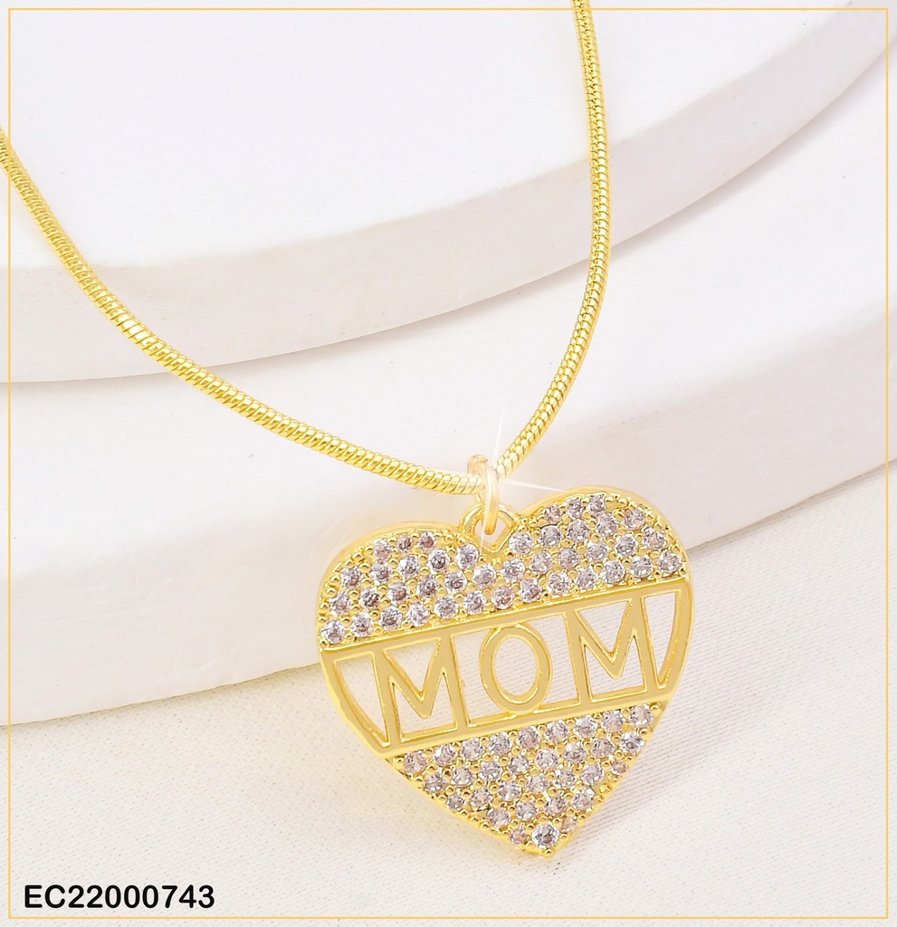CADENA FINA DIJE CORAZON "MOM" N722