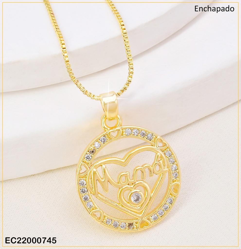 CADENA FINA DIJE CIRCULO ZIRCONIA MADRE-HIJO N1562