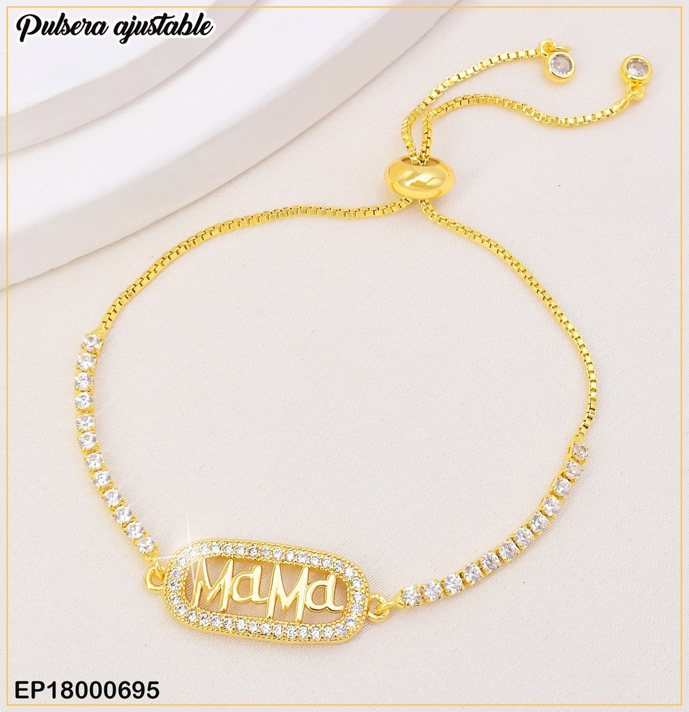 PULSERA FINA ZIRC.PLACA RECTANAGULAR "MAMA" K9647