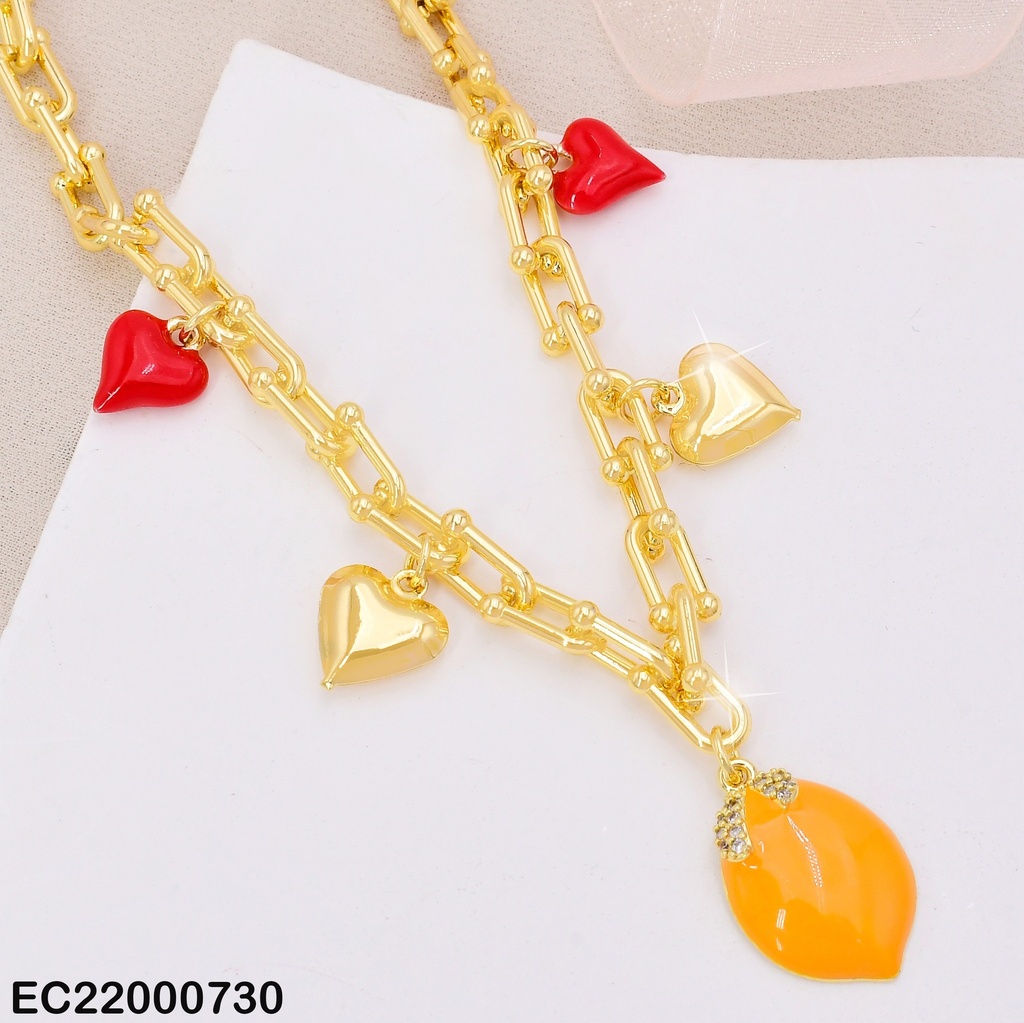 CADENA DOR CORAZONES ROJOS/DOR/MANGO CE240-9