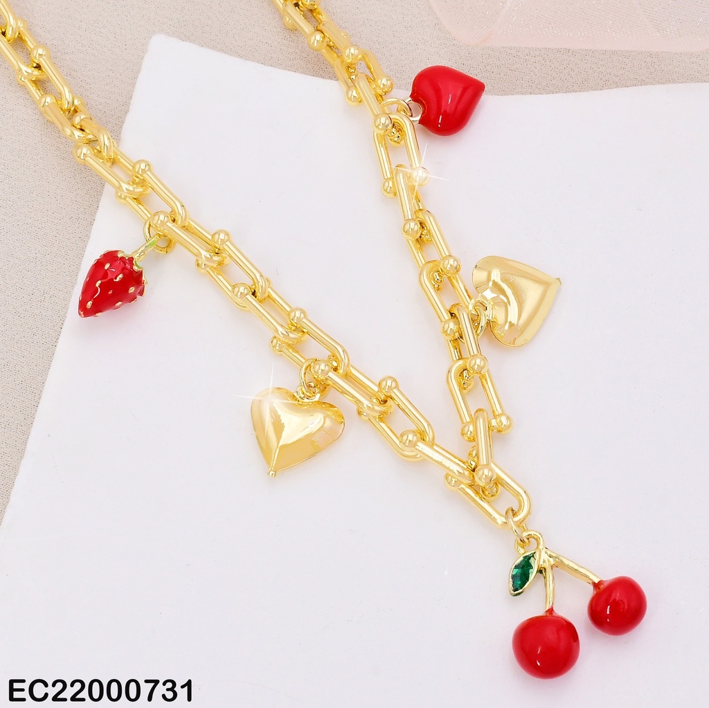 CADENA DOR CORAZON DOR/ROJOS/FRESA/CEREZAS CE236-9