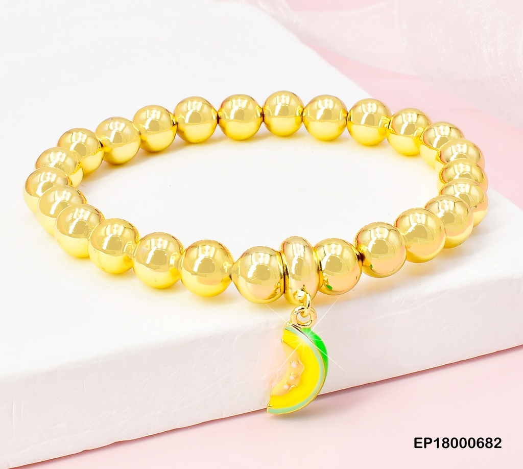 PULSERA PELOTAS DORADAS DIJE:MELON BE395-9