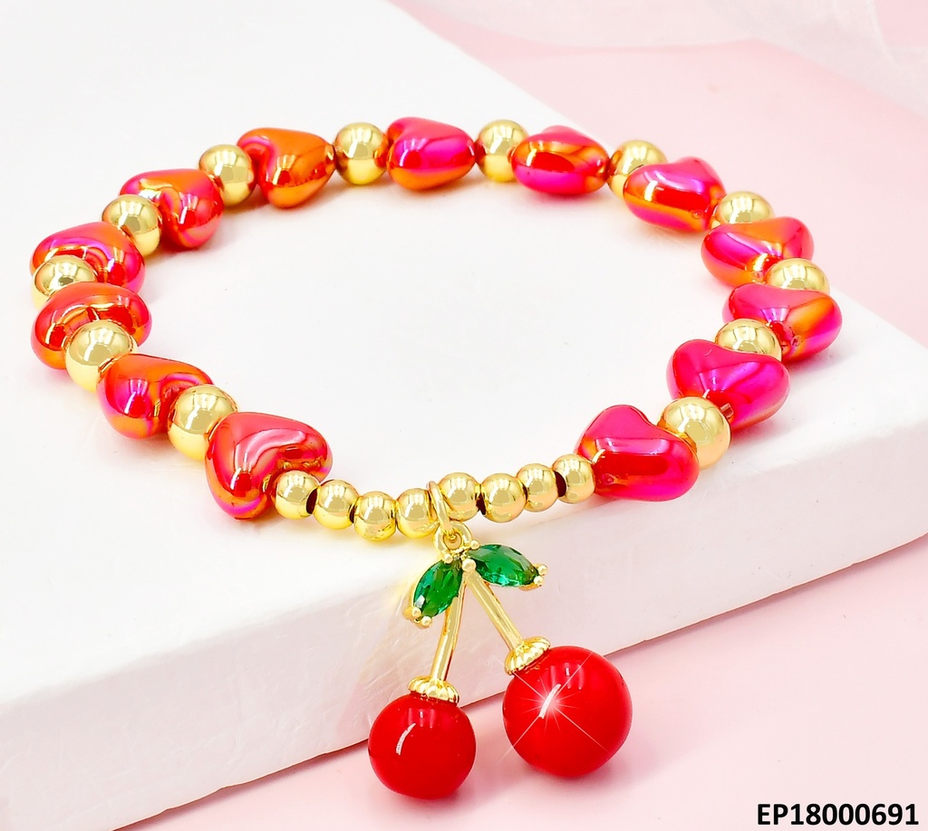 PULSERA PULSERAS CEREZAS FUCSIA,DIJE: CEREZAS GR. BE414-9 (CHE)