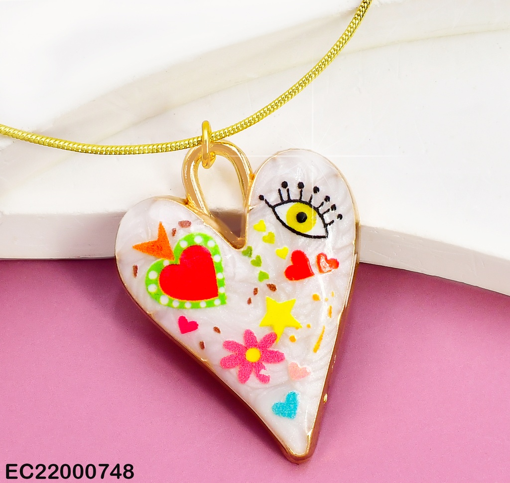 CADENA C/DIJE:CORAZON BOHO CHIC BLANCO/👁️ CE182-5
