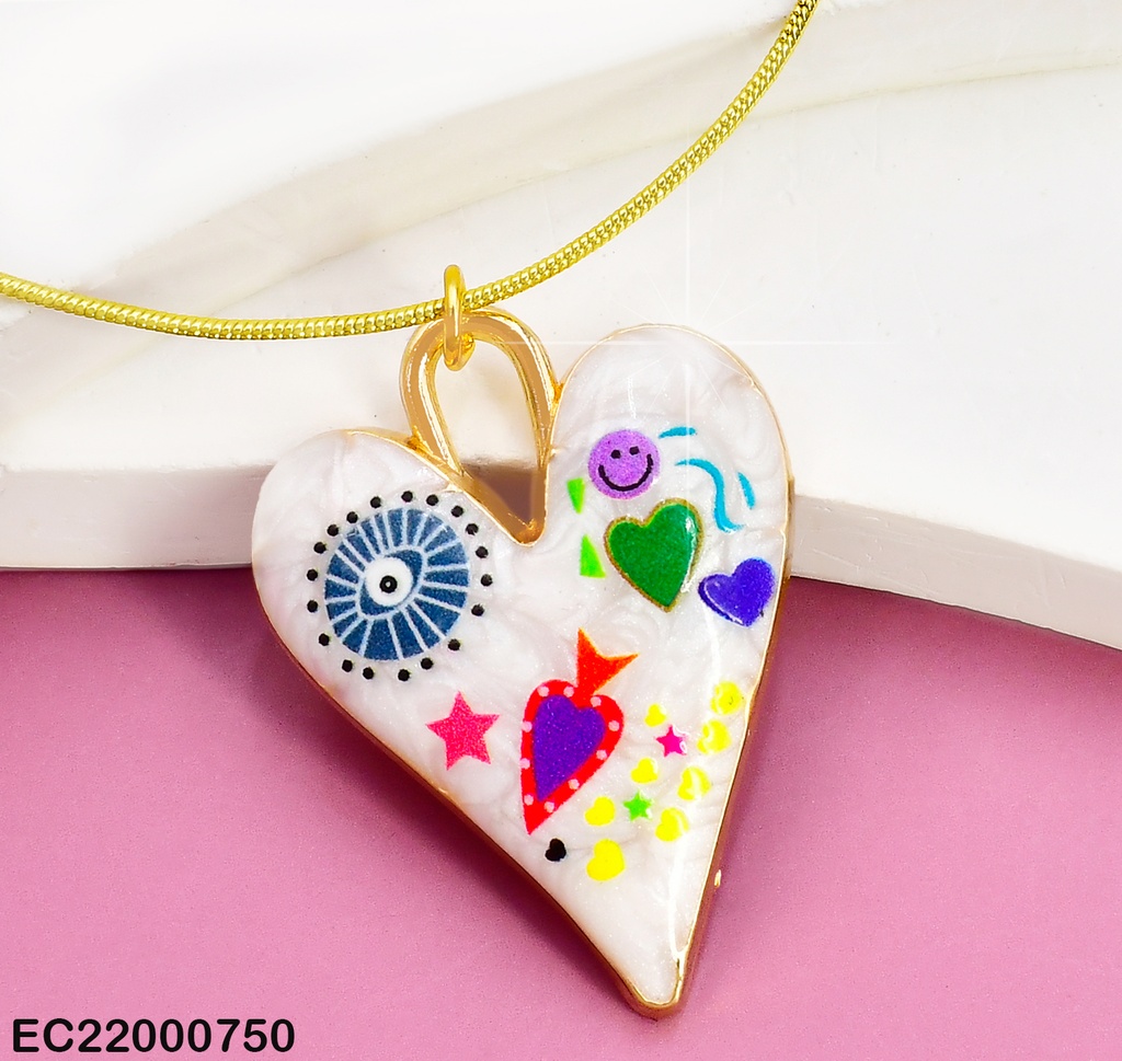 CADENA C/DIJE:CORAZON BOHO CHIC BLANCO/🟣 CE184-5