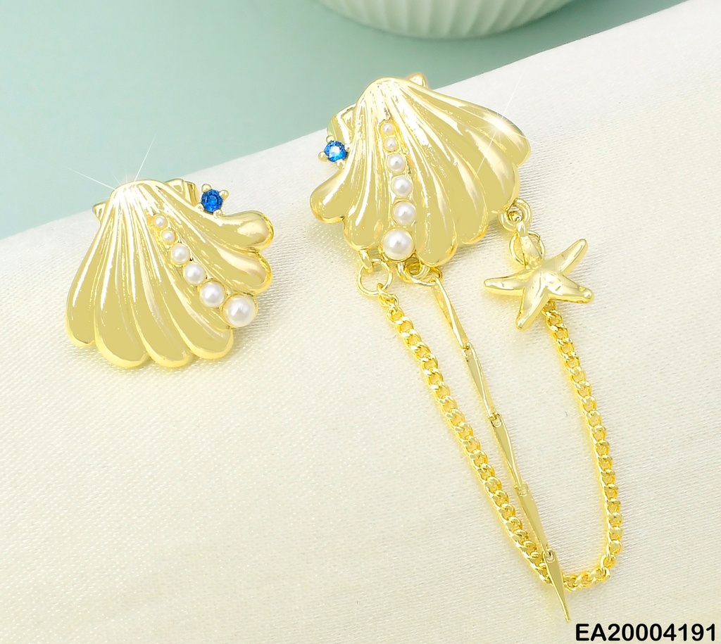 ARETES SOR ASIMETRICO OSTRA PERLITAS/CADENA /ESTRELLA EE2207-3