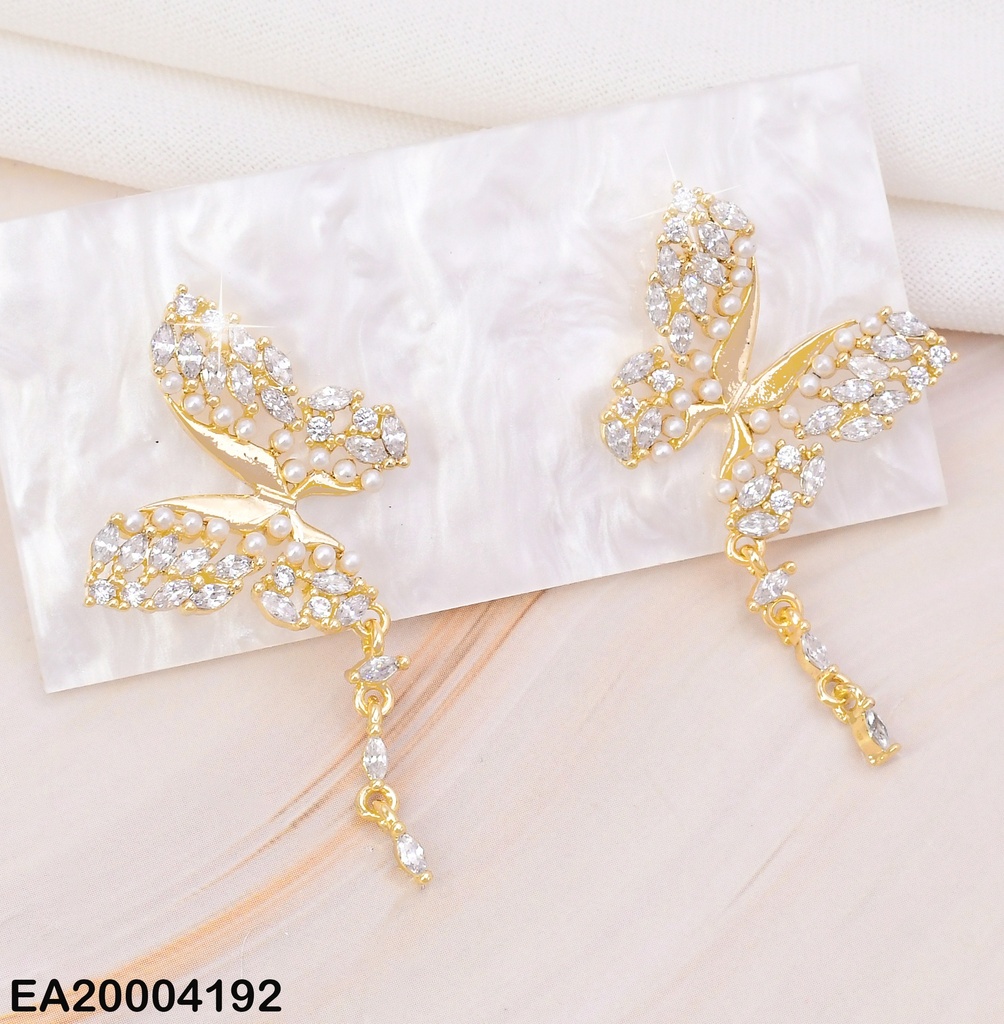 ARETES DOR MARIPOSA ZIRCONIAS/PRLITAS EE2213-3