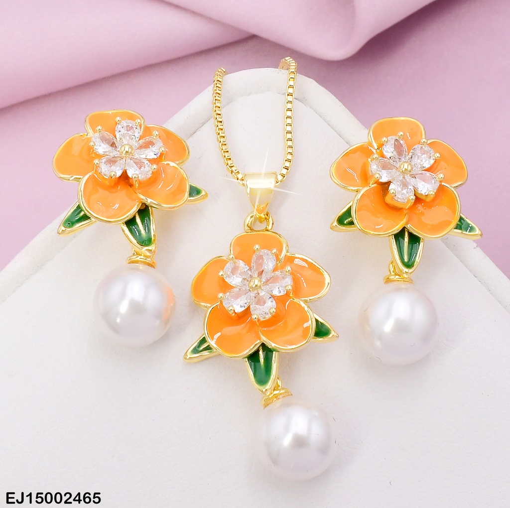 SET DOR FLOR ESMALTADA/PERLA SE626-9