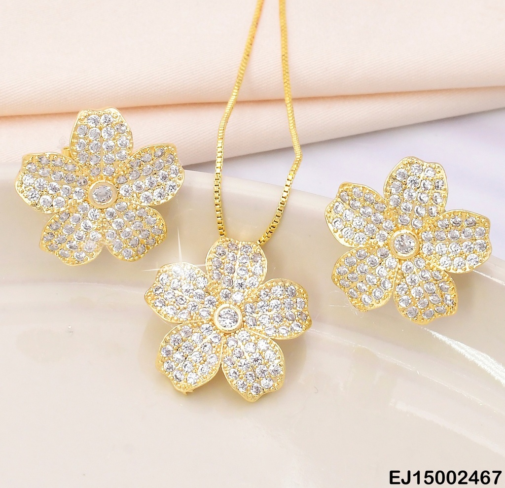 SET FLOR 5 PETALOS C/ZIRC. CENTRO🟡SE763-10