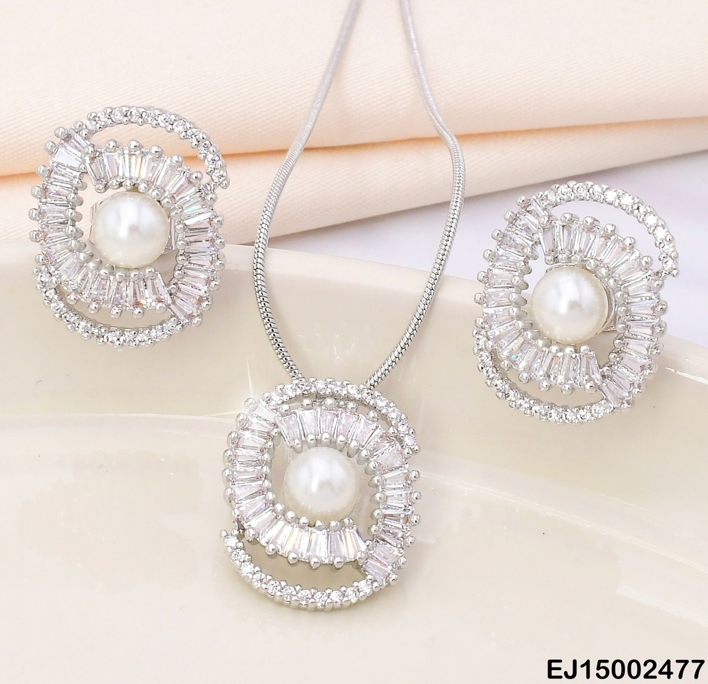SET PLAT.RD ZIRCONIAS PERLA CENTRO SE786-104