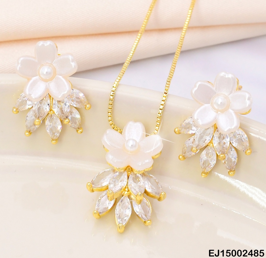 SET FLOR BLANCA C/RACIMO HOJAS ZIRC. SE795-9
