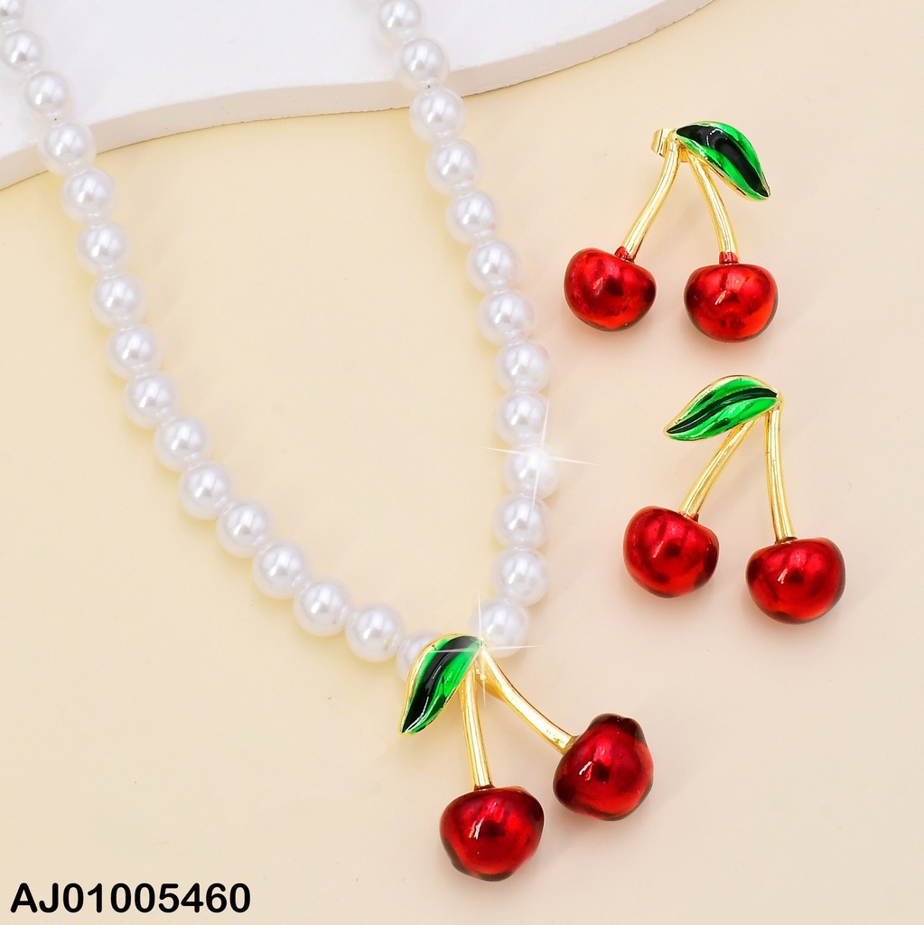 SET CEREZAS C/HOJITAS CAD.PERLAS AJ25002-J81