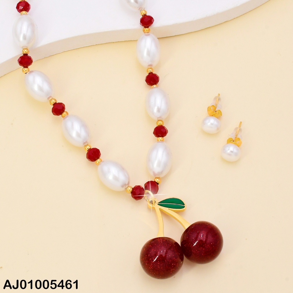 SET PERLAS CULT.PELOTITAS ROJAS DIJE CEREZAS SA960-45