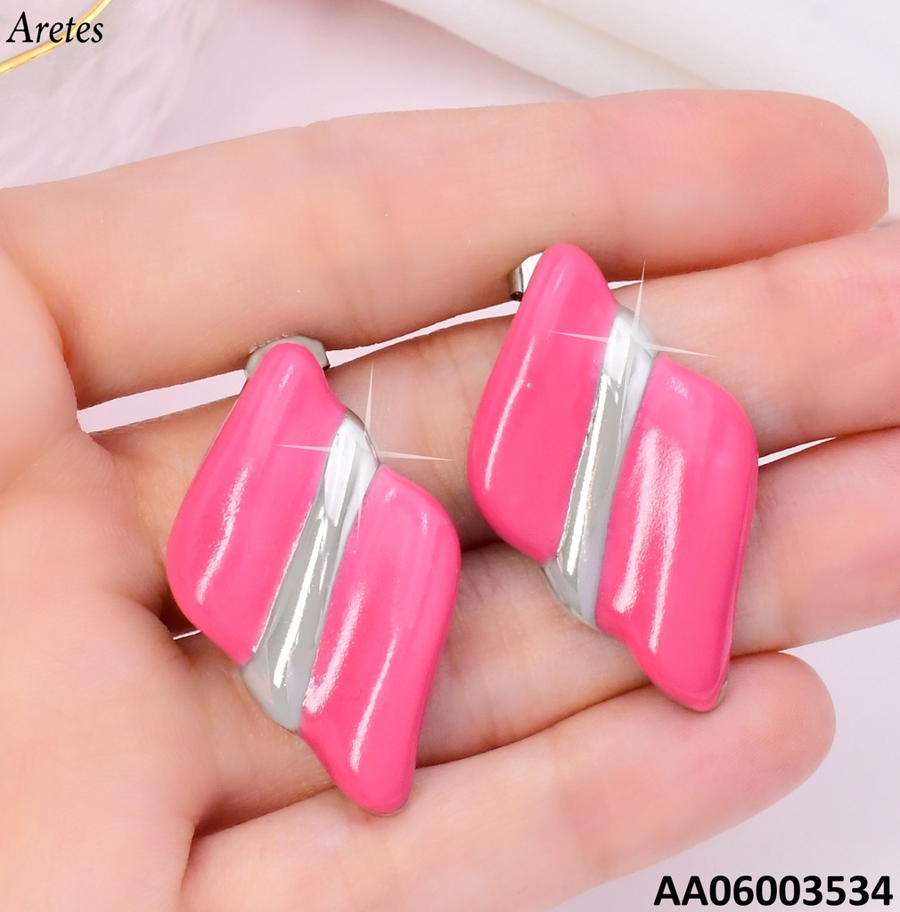 ARETES ROMBOS FUCSIA C/LINEA PLAT. DIAGONAL VD085460-207