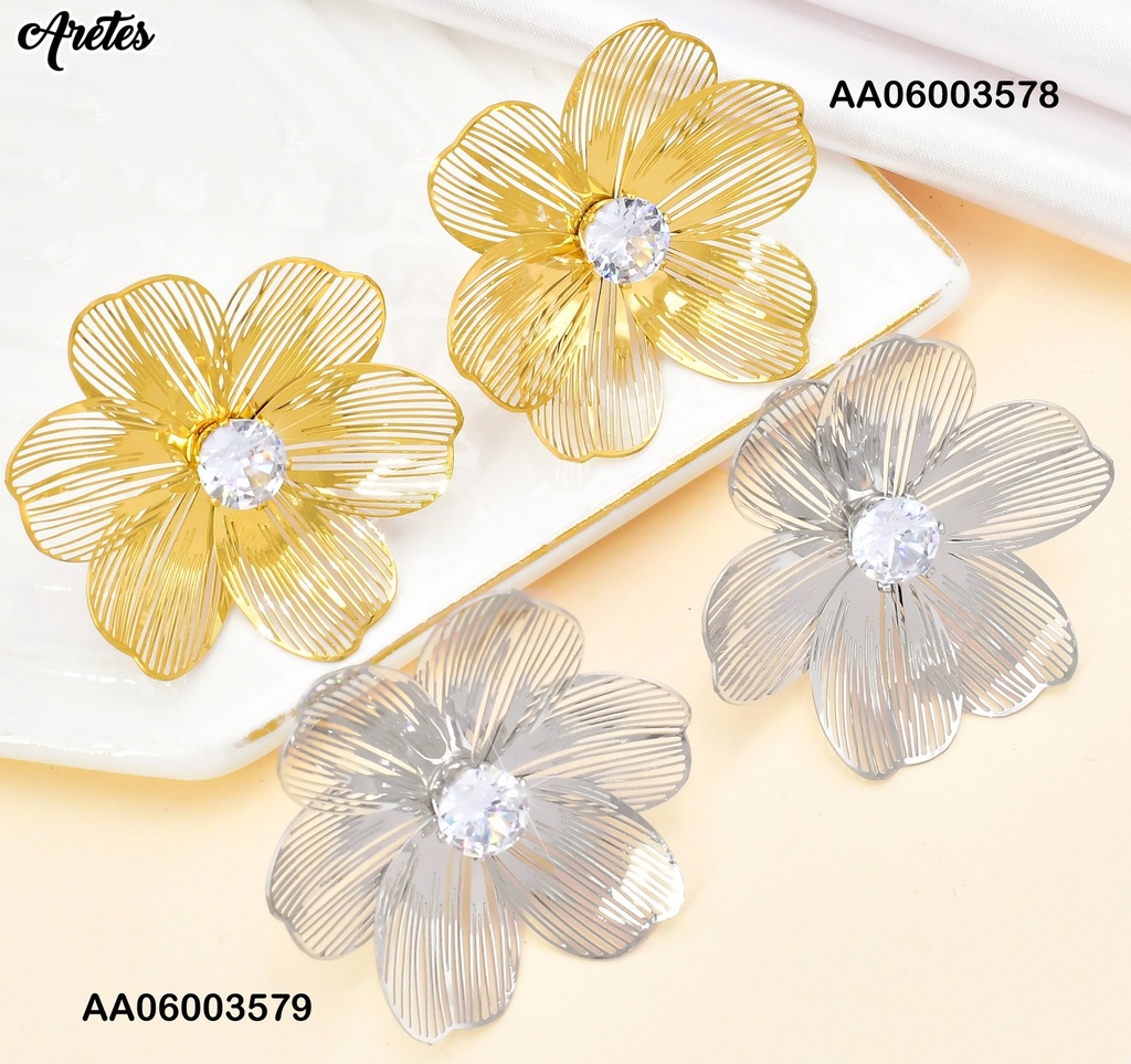 ARETES PLAT FLOR CALADA/ZIRC. CENTRO VD085475-207
