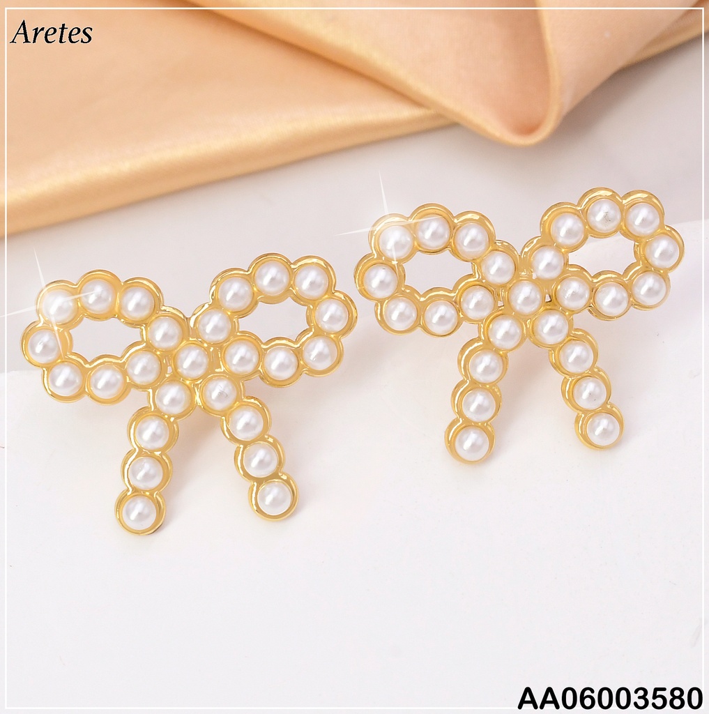 ARETES DOR LAZO CUBIERTO PERLAS VD084484-207
