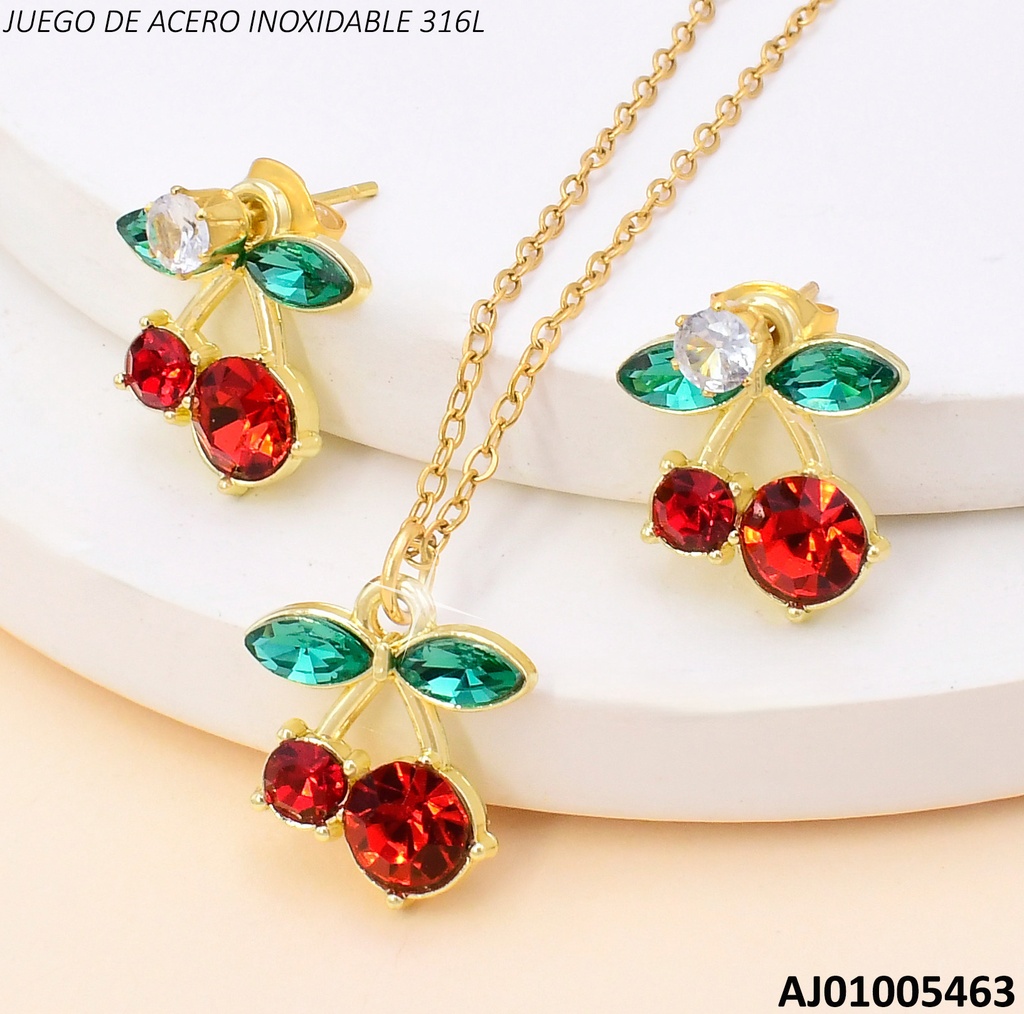SET DOR CEREZAS ZIRCONIAS /ZIRC. RD CRISTAL F9606-100