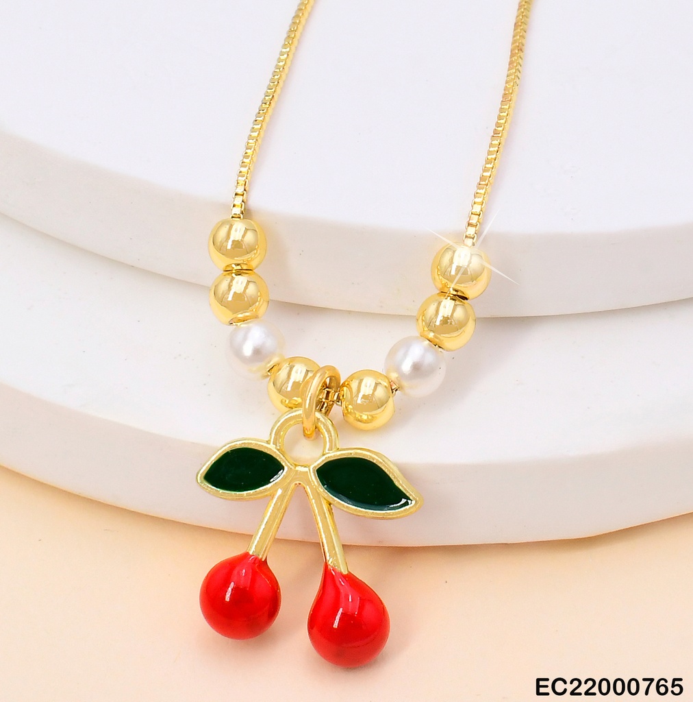 CADENA DOR/CEREZA/ESF. DOR/PERLAS N2018-100