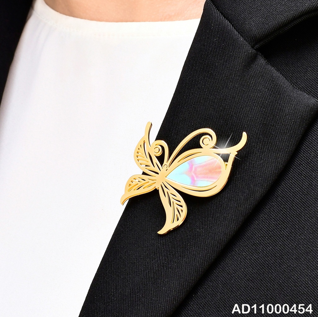 BROCHE MARIPOSA ROSADO/CELESTE K6027-809