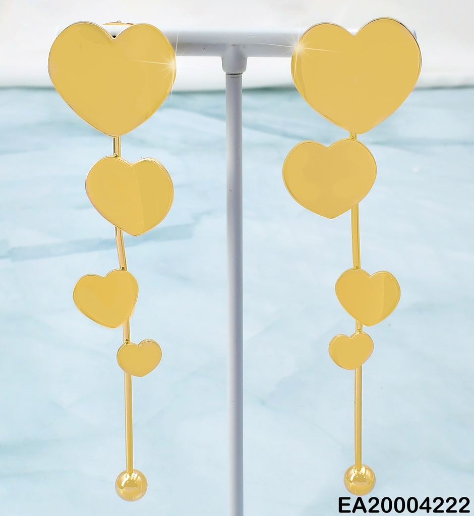 ARETES 3 PLACAS CORAZONES VERTICAL C/PENDULO F8265-812