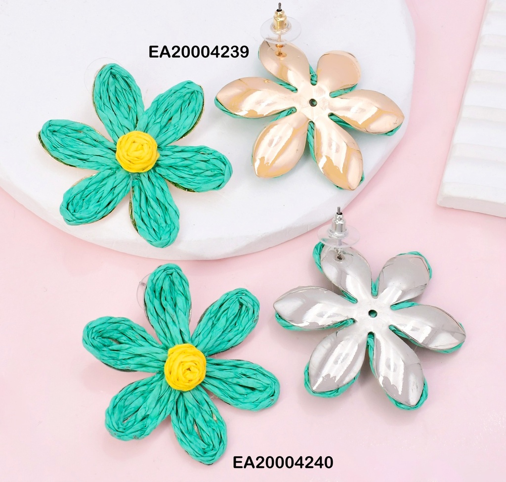 ARETES DOR FLOR DE MACRAME VERDE FD24072-K53