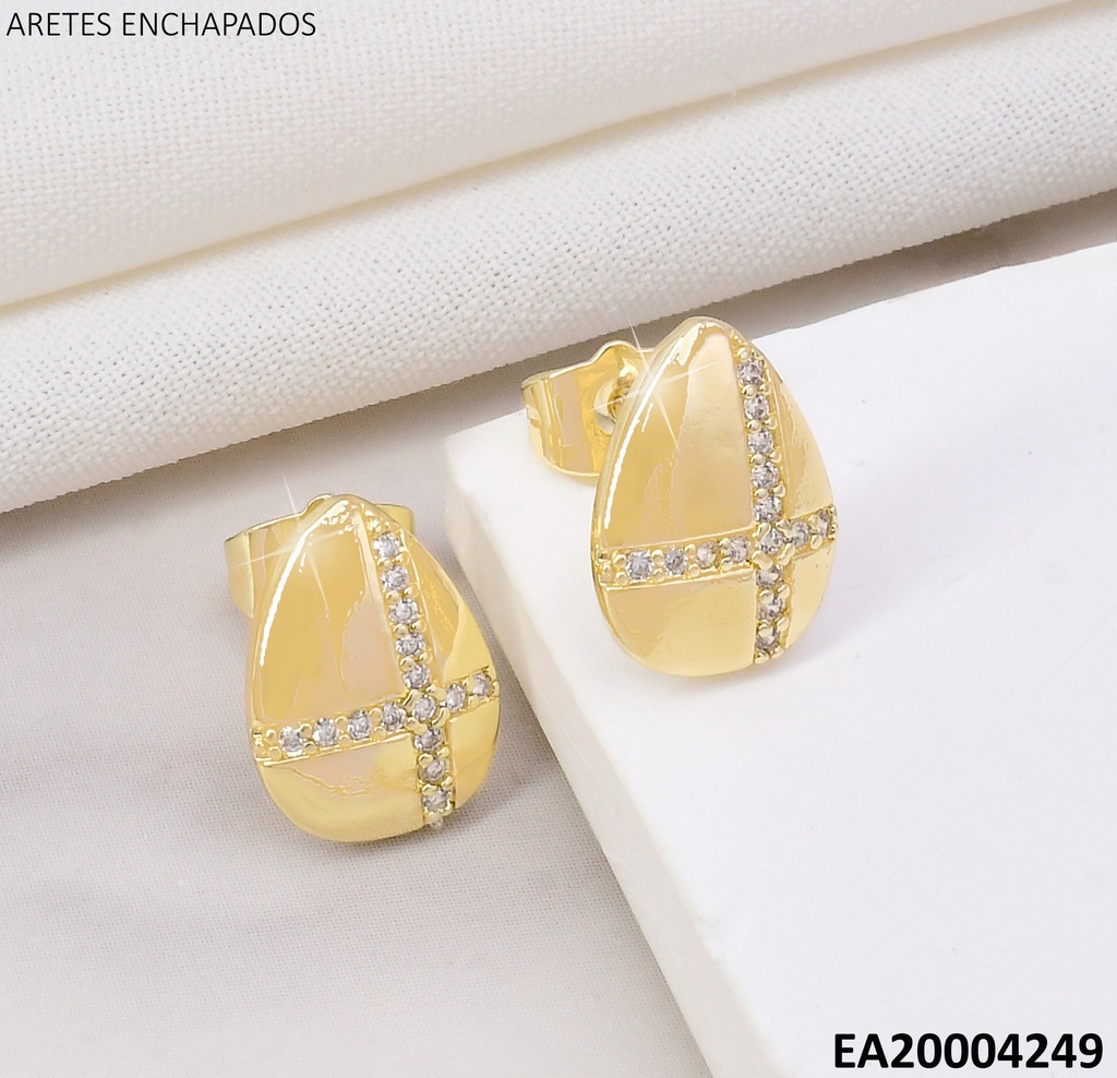 ARETES GOTA PLANA C/CRUZ LATERAL ZIRC.K5901-787