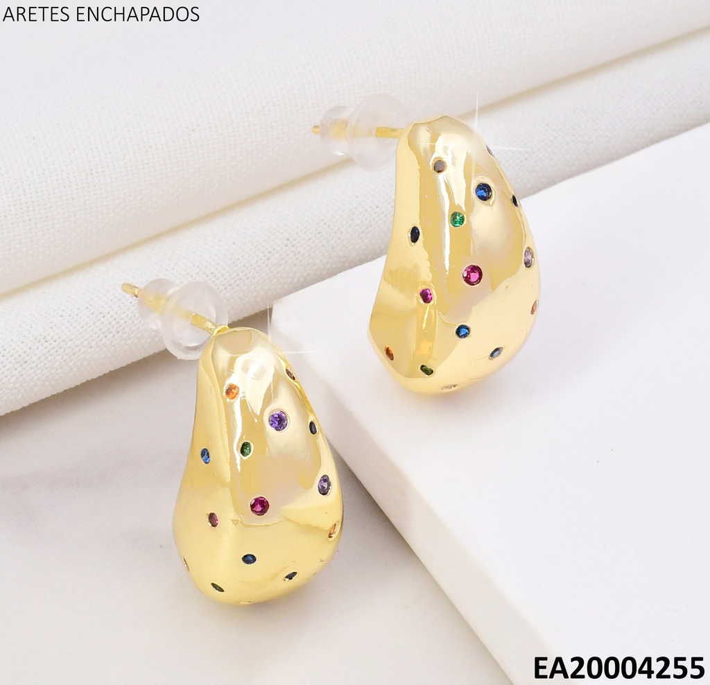 ARETES D/P "J" ZIRCONIAS COL.INCRUSTADAS K5672
