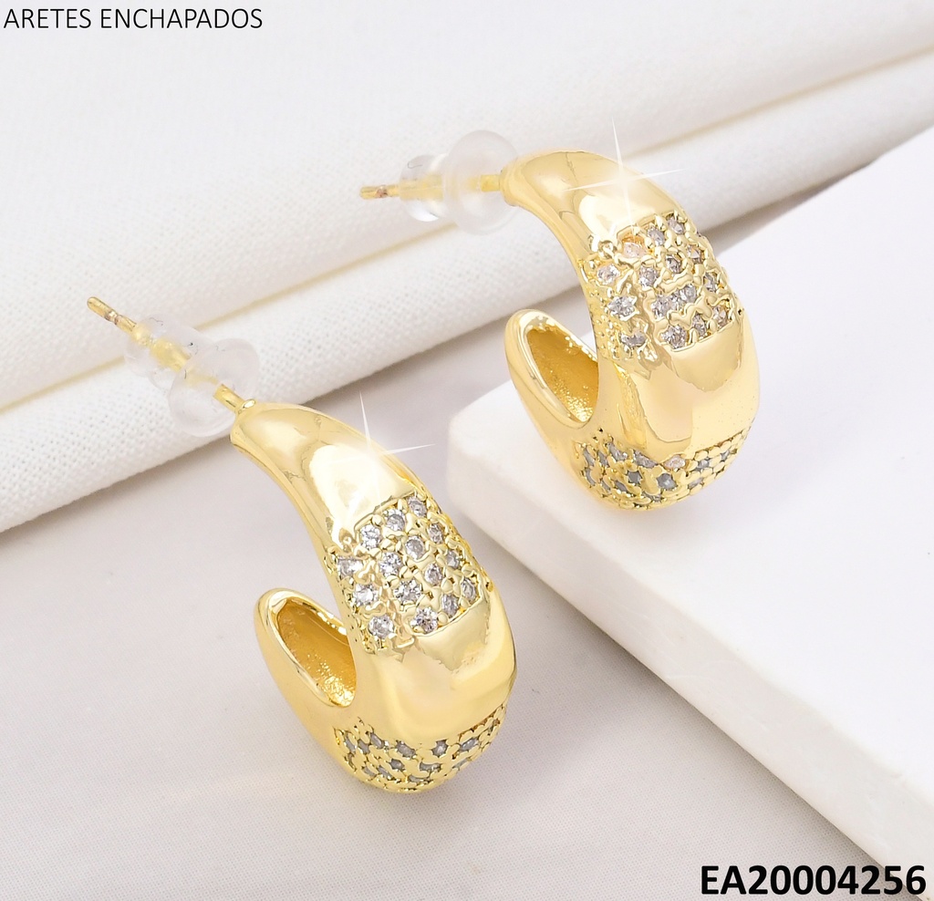 ARETES D/P "J" FRANJAS LISAS-ZIRCONIAS K5705