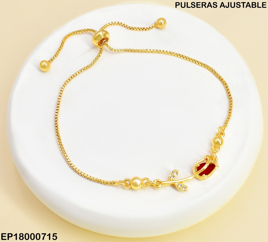 PULSERA AJUSTABLE CENTRO TULIPAN ROJO BE733-332