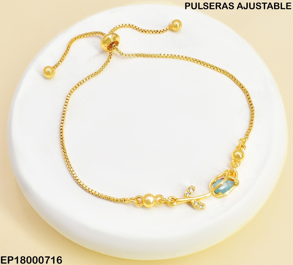 PULSERA AJUSTABLE CENTRO TULIPAN CELESTE BE734-332