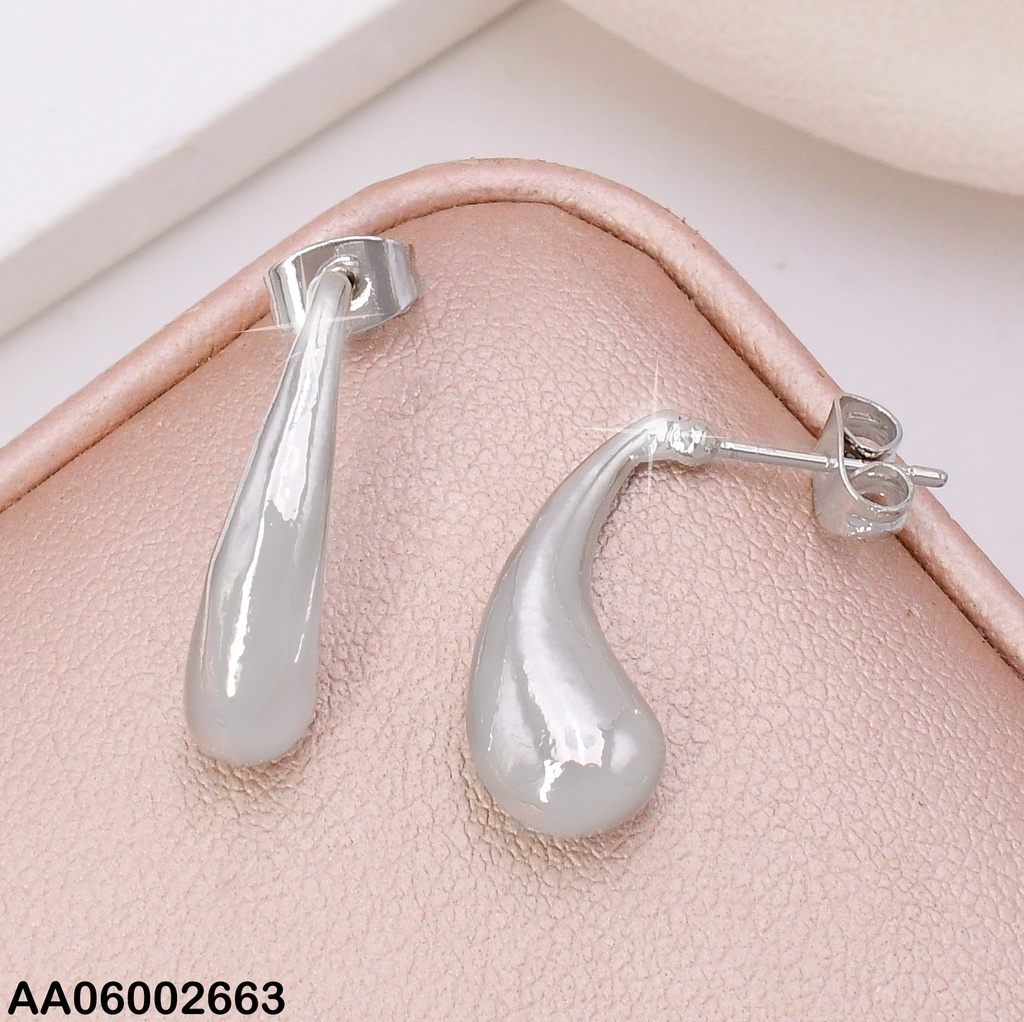 ARETES PLAT.LINEA EN "J" C/GOTA INFLADA FINAL F4138