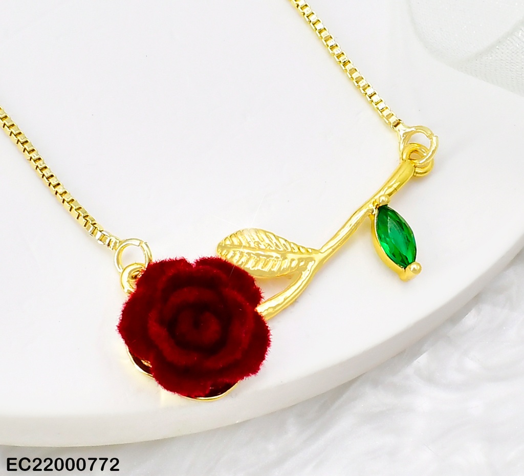 CADENAS FLOR ROJA OSCURA GAMUZA CE277-320