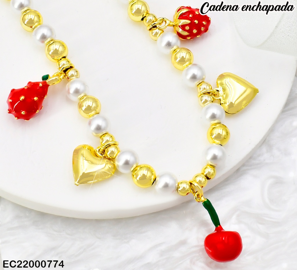 CADENA PELOT. DOR/PERLAS /FRESA/CORAZON/CEREZA CE252-9  (CHE)