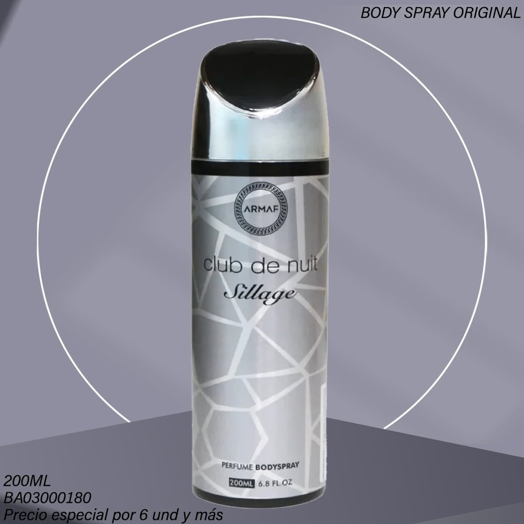 BODY SPRAY ARMAF CLUB DE NUIT SILLAGE 200ML