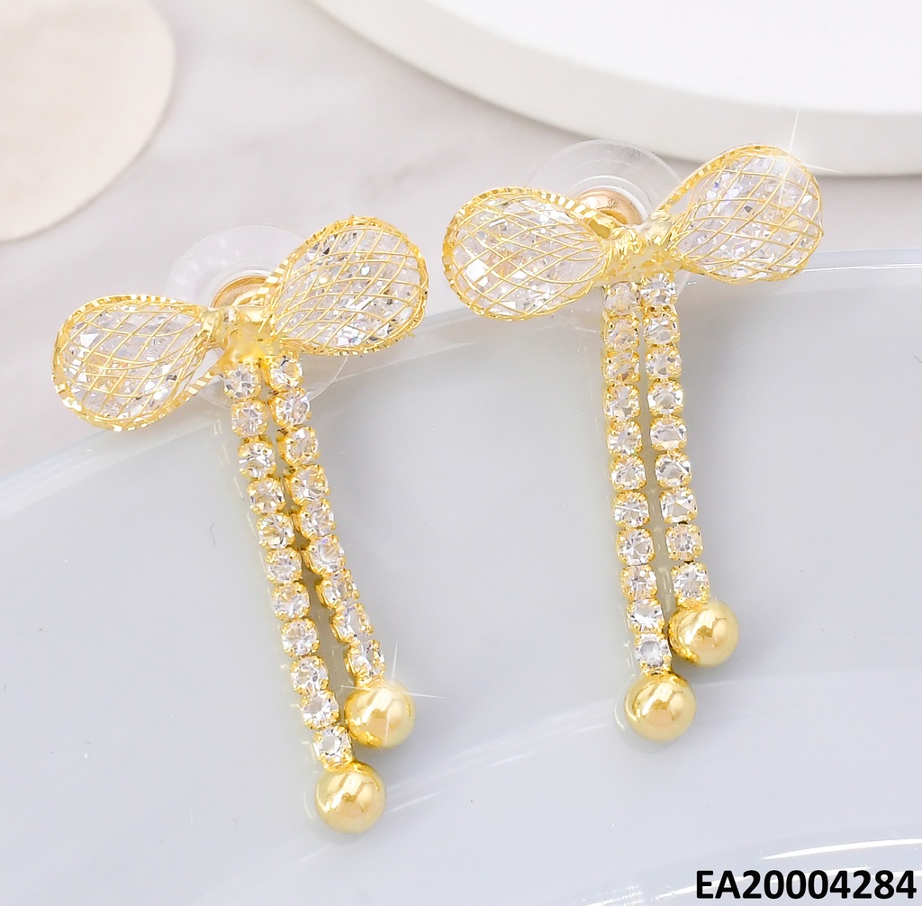 ARETES LAZOS ZIRCONIAS C/LISTONES COLGANTES EE1297