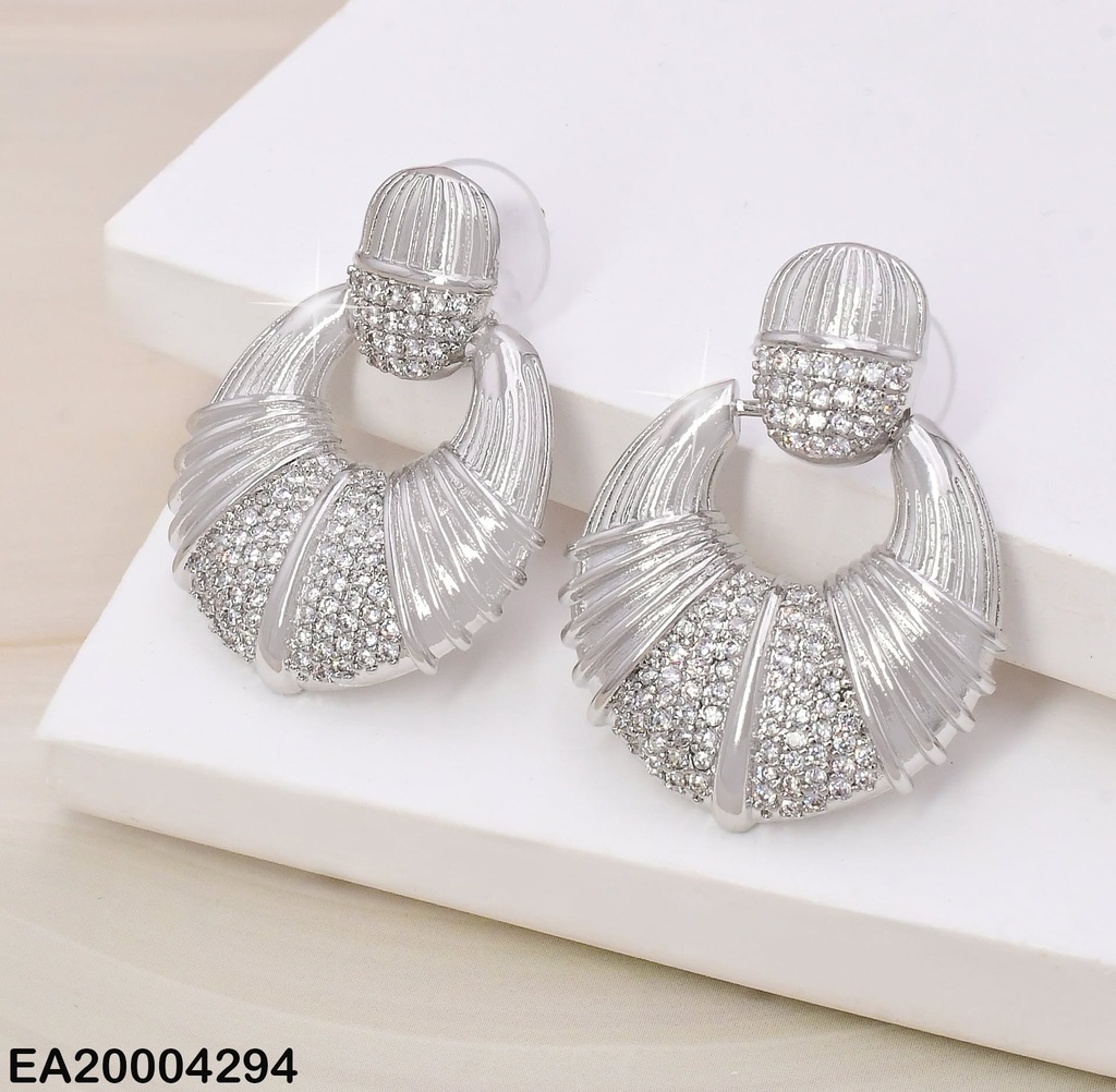 ARETES OVALO ZIRC/CIRCULO RAYAS ZIRC K2151-484