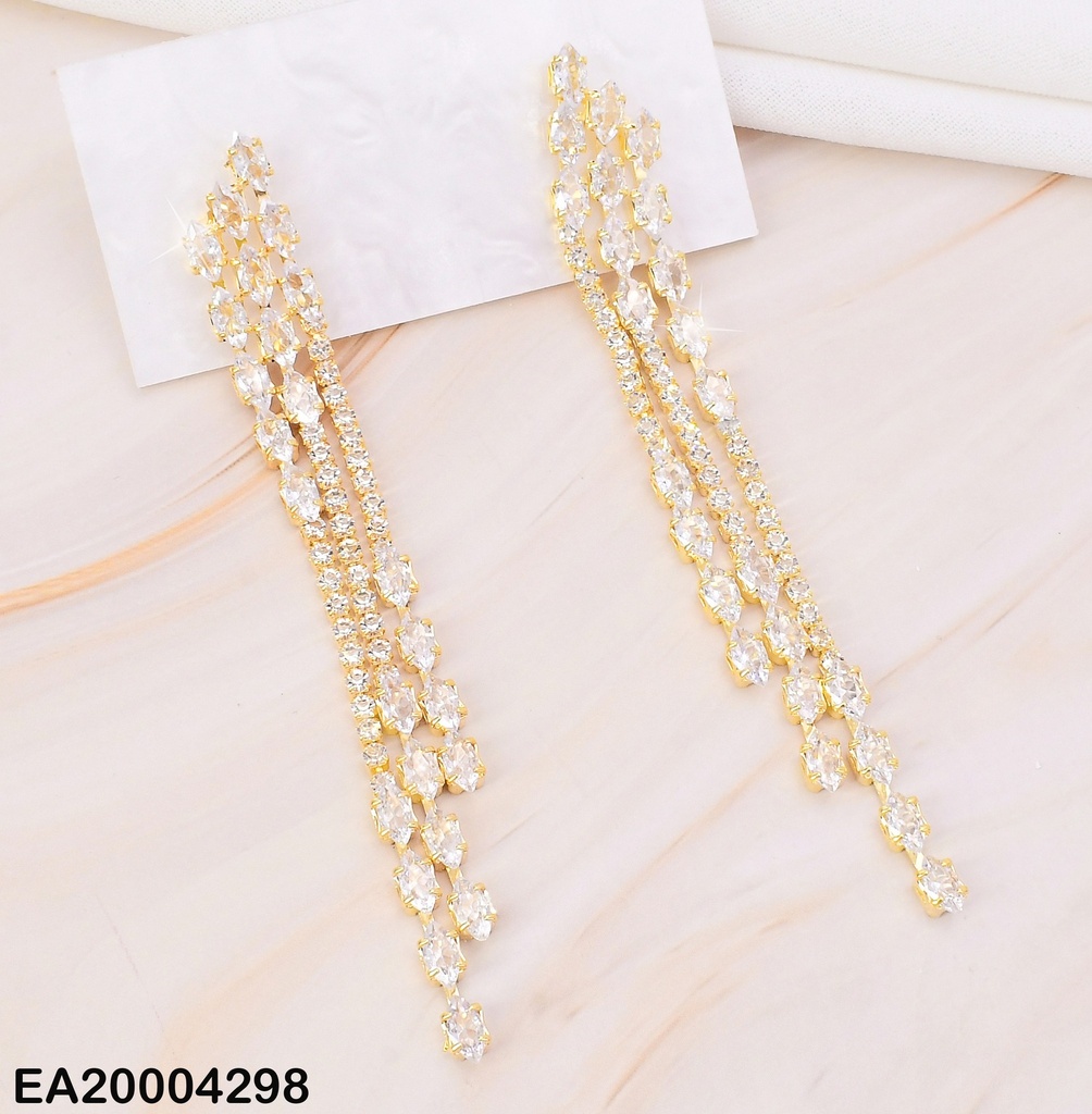 ARETES LARGOS ZIRCONIAS ROMBO C/3 LINEAS EE1111-132