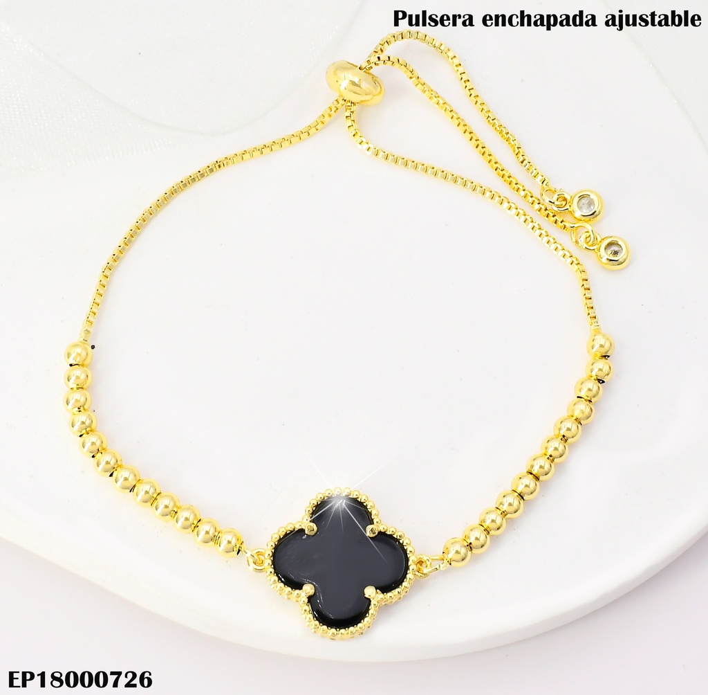 PULSERA DOR AJUSTABLE VAN CLEEF NEGRA F9623-666