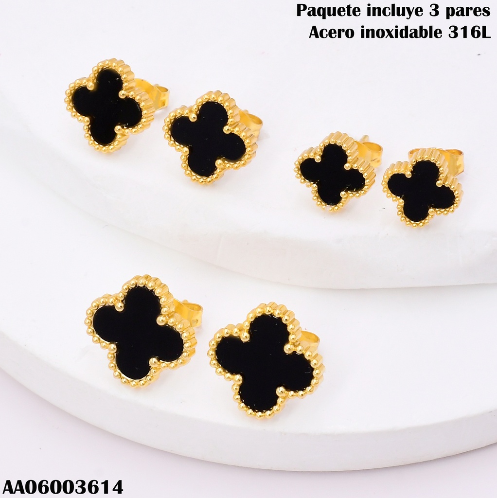 PAQ. 3 ARETES VAN CLEEF NEGRO N3675-5