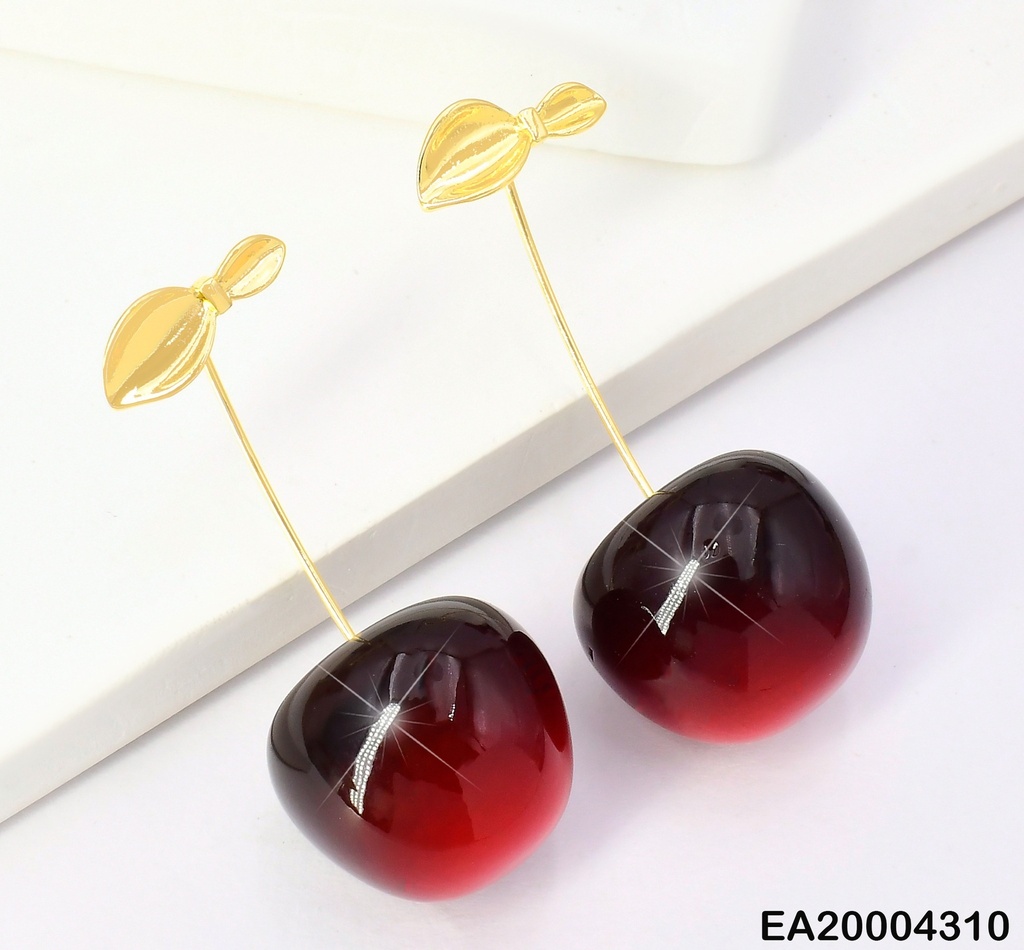 ARETES HOJITAS DORADAS C/CEREZAS GR EE3922-9 (TLP)