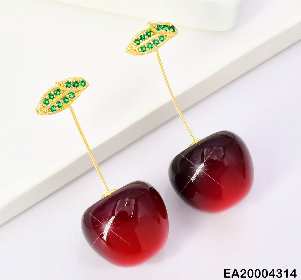ARETES HOJITAS ZIRCONIAS VERDES.C/CEREZAS GR EE3926-9 (TLP)