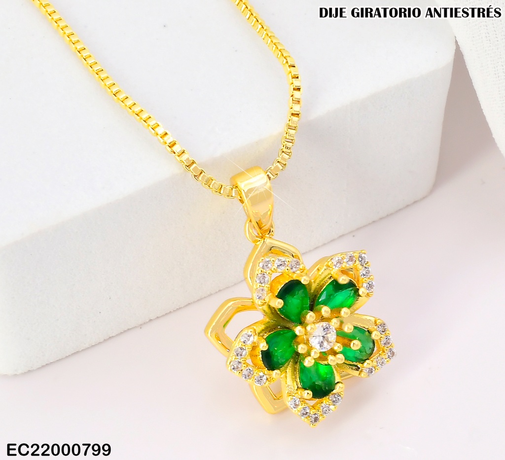 CADENA DIJE DIJE FLOR VERDE CE342-333 (TLP)