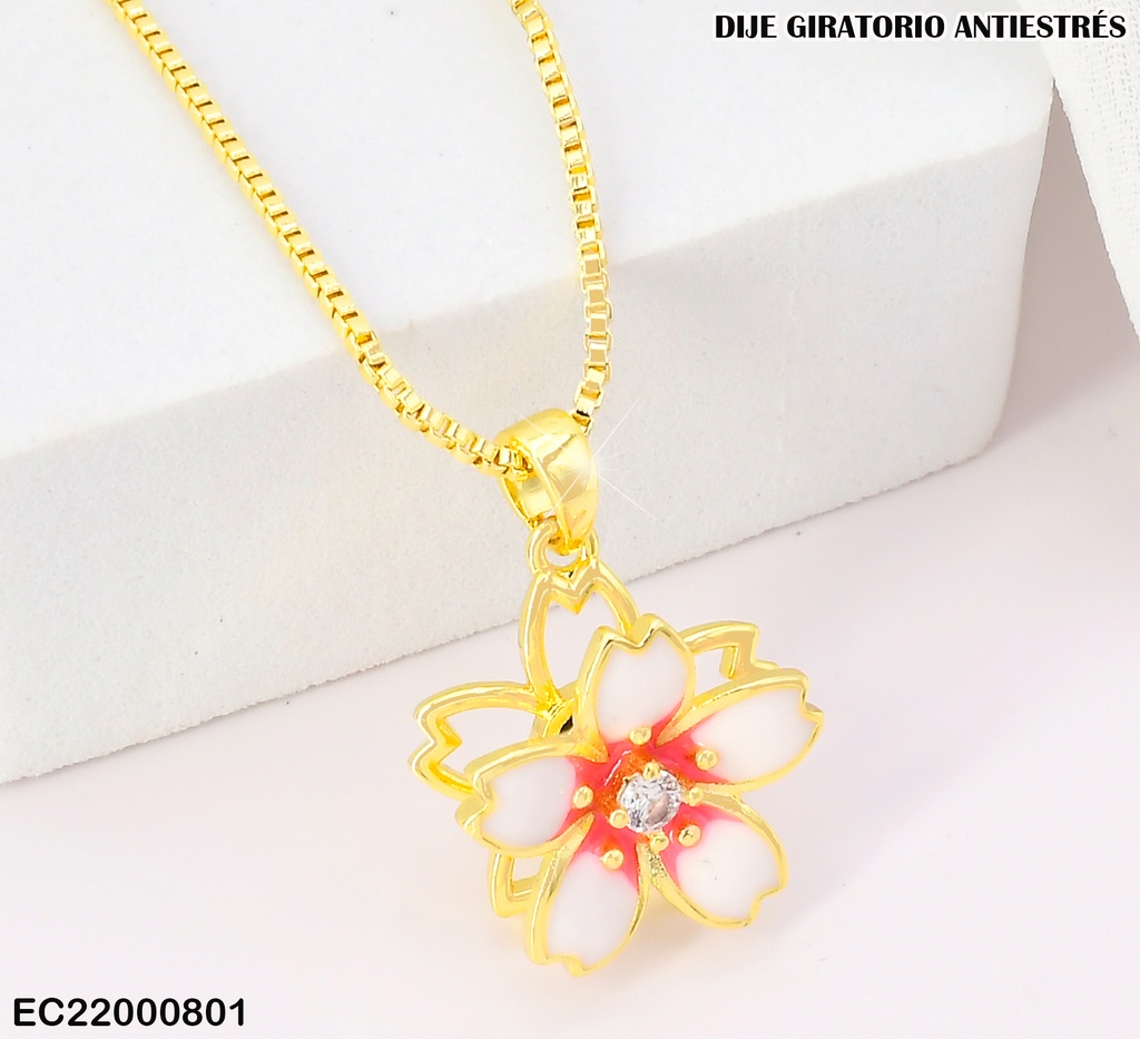 CADENA DIJE DIJE FLOR BLANCA C/ROSA CE344-333 (TLP)
