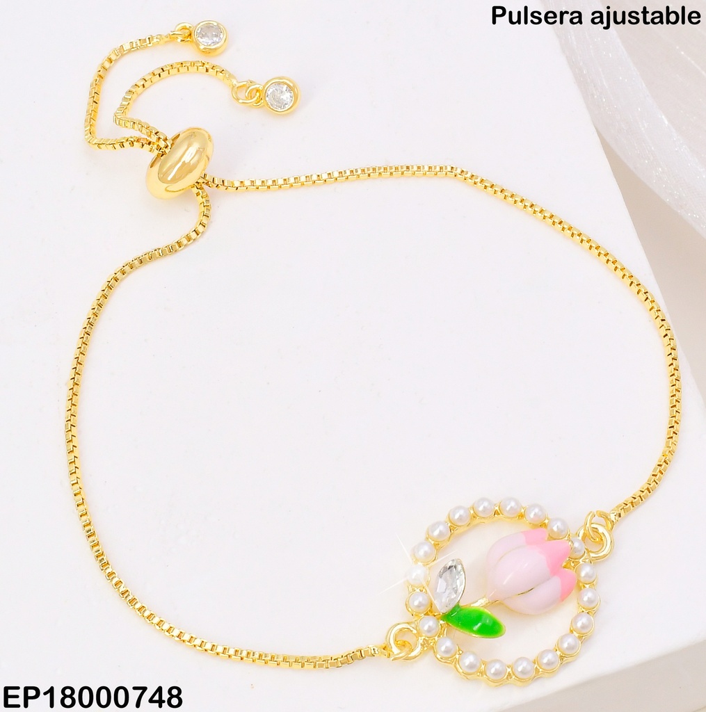 PULSERA AJUSTABLE TULIPAN EN CIRCULO BE776-5 (TLP)