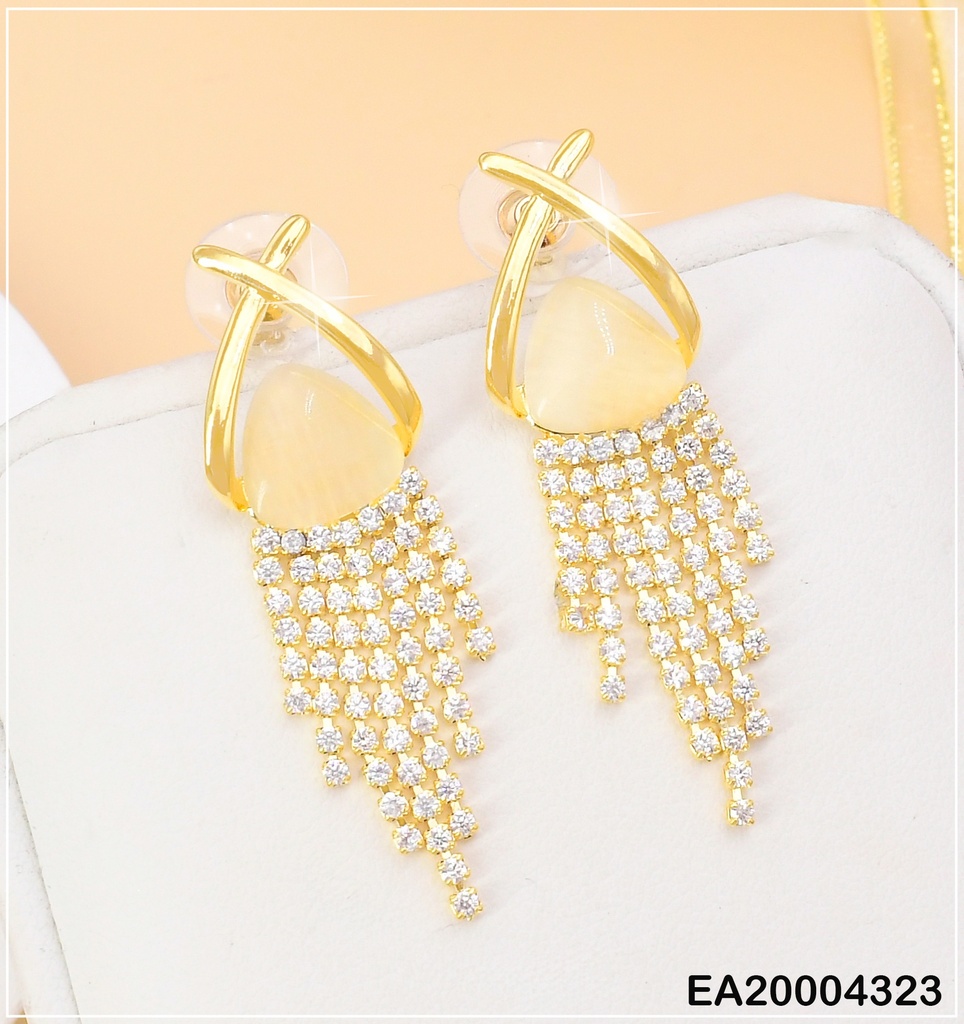 ARETES LINEAS & PIEDRA TRIANGULAR /LINEAS ZIRC. COLGANTES EE1164-132